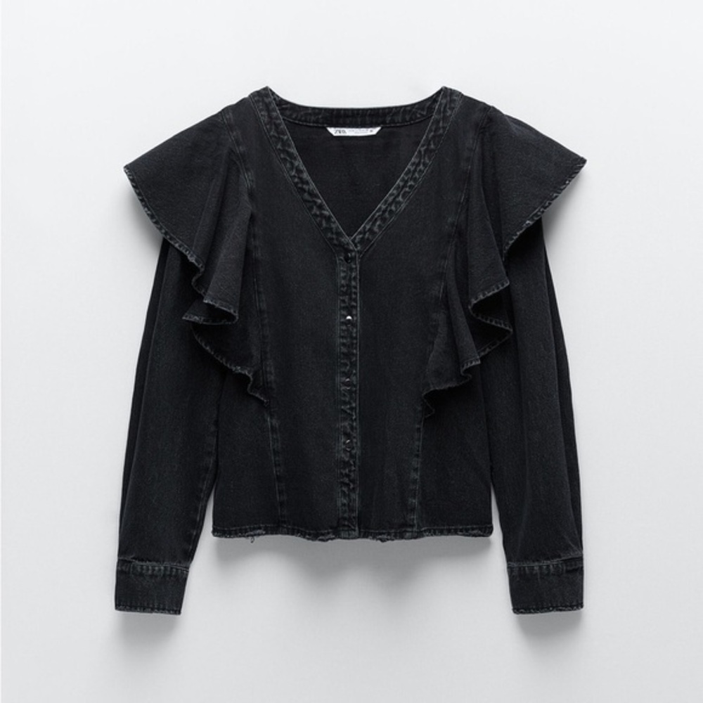 ZARA Ruffle Denim button shirt 5899/158